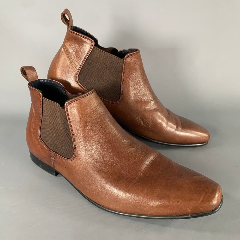 DROVER Size 12 Brown Leather Square Toe Boots
